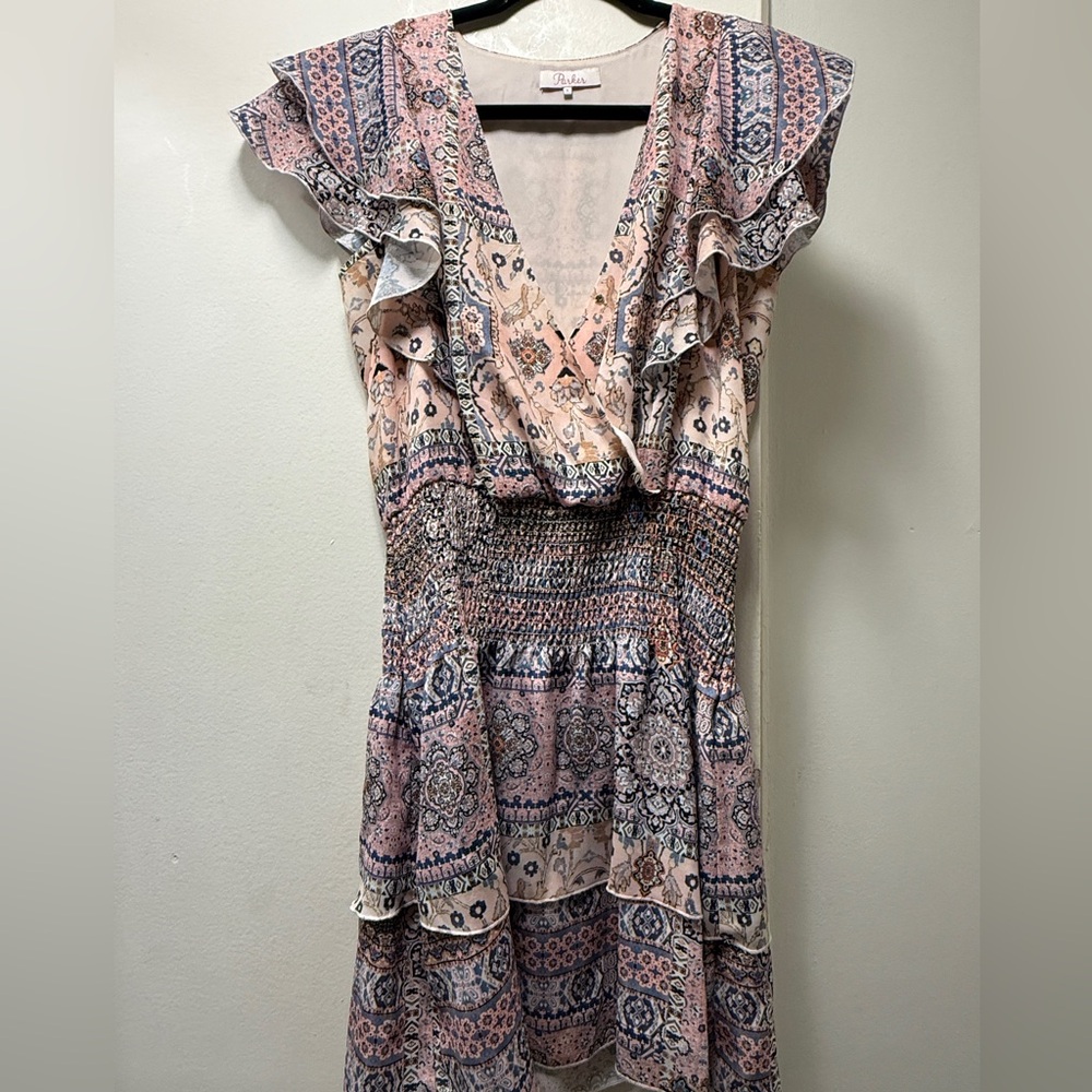Parker Pink and Blue Aztec Patterned Mini Dress